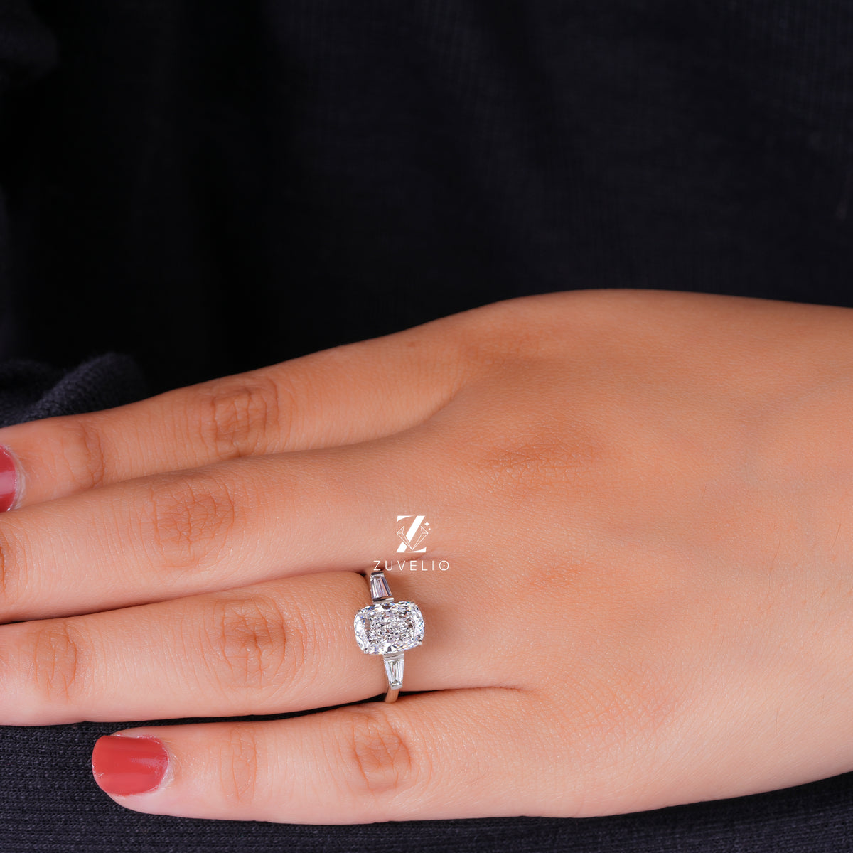 Elongated Cushion Trilogy Ring