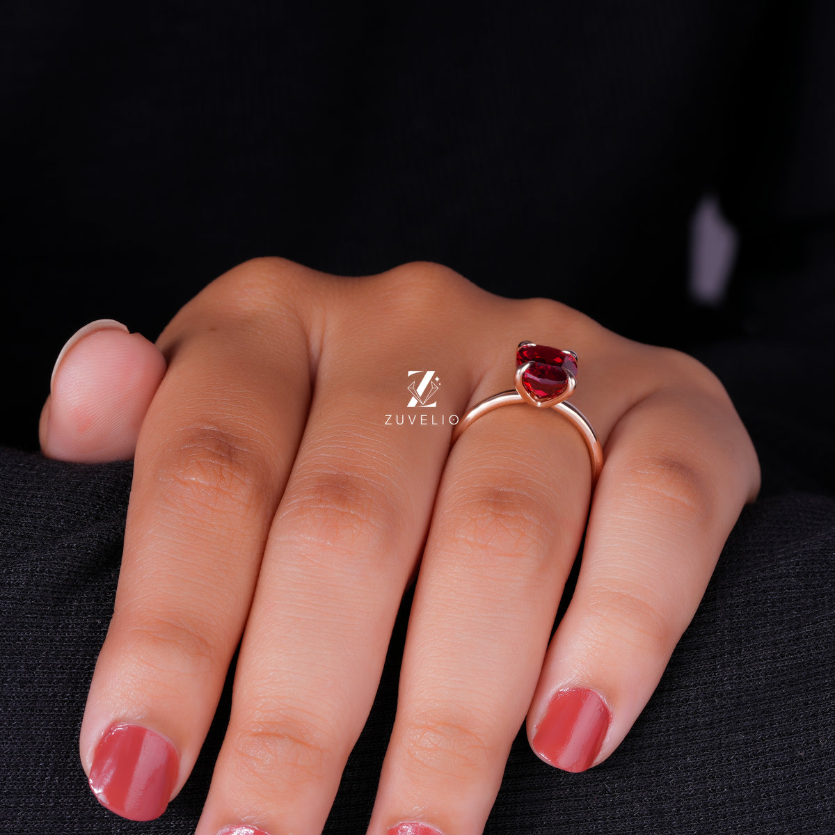 Red Cushion Gemstone Ring