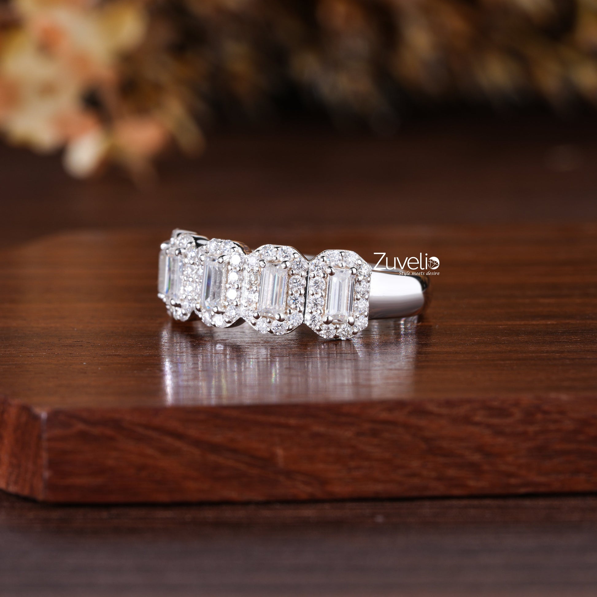 Baguette Halo Style Ring - Zuvelio.com