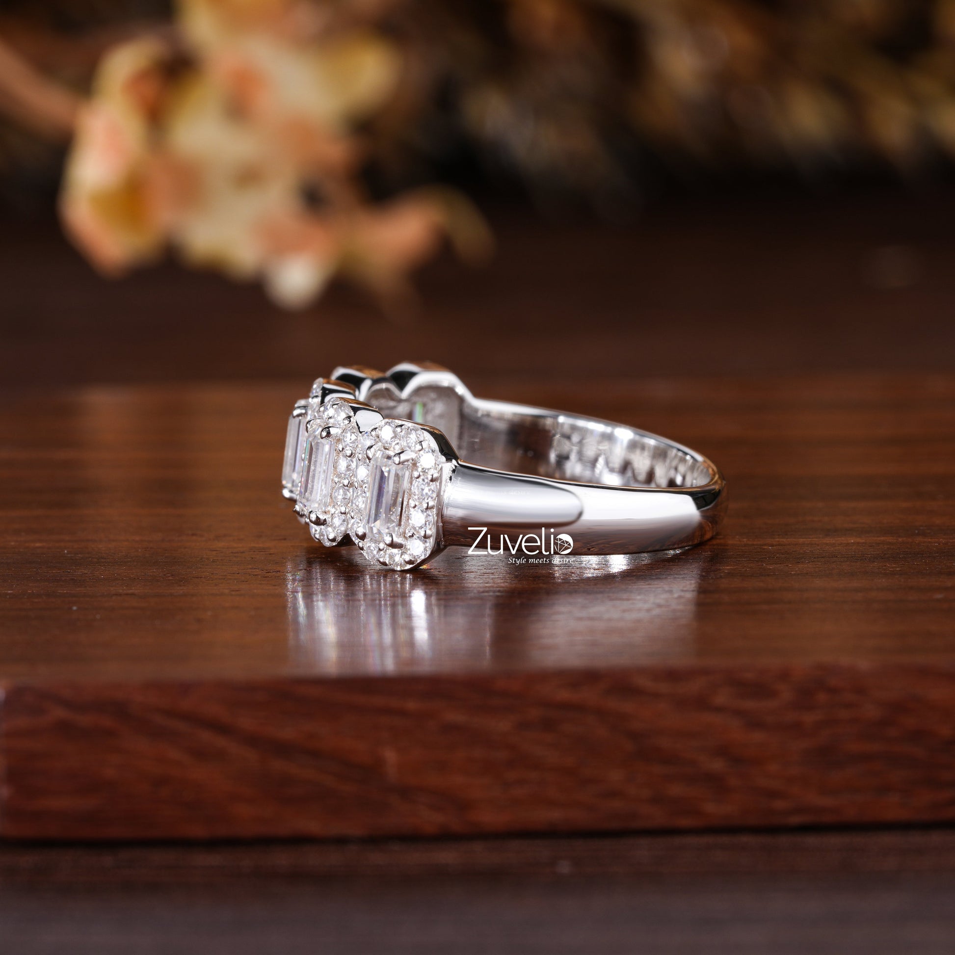 Baguette Halo Style Ring - Zuvelio.com