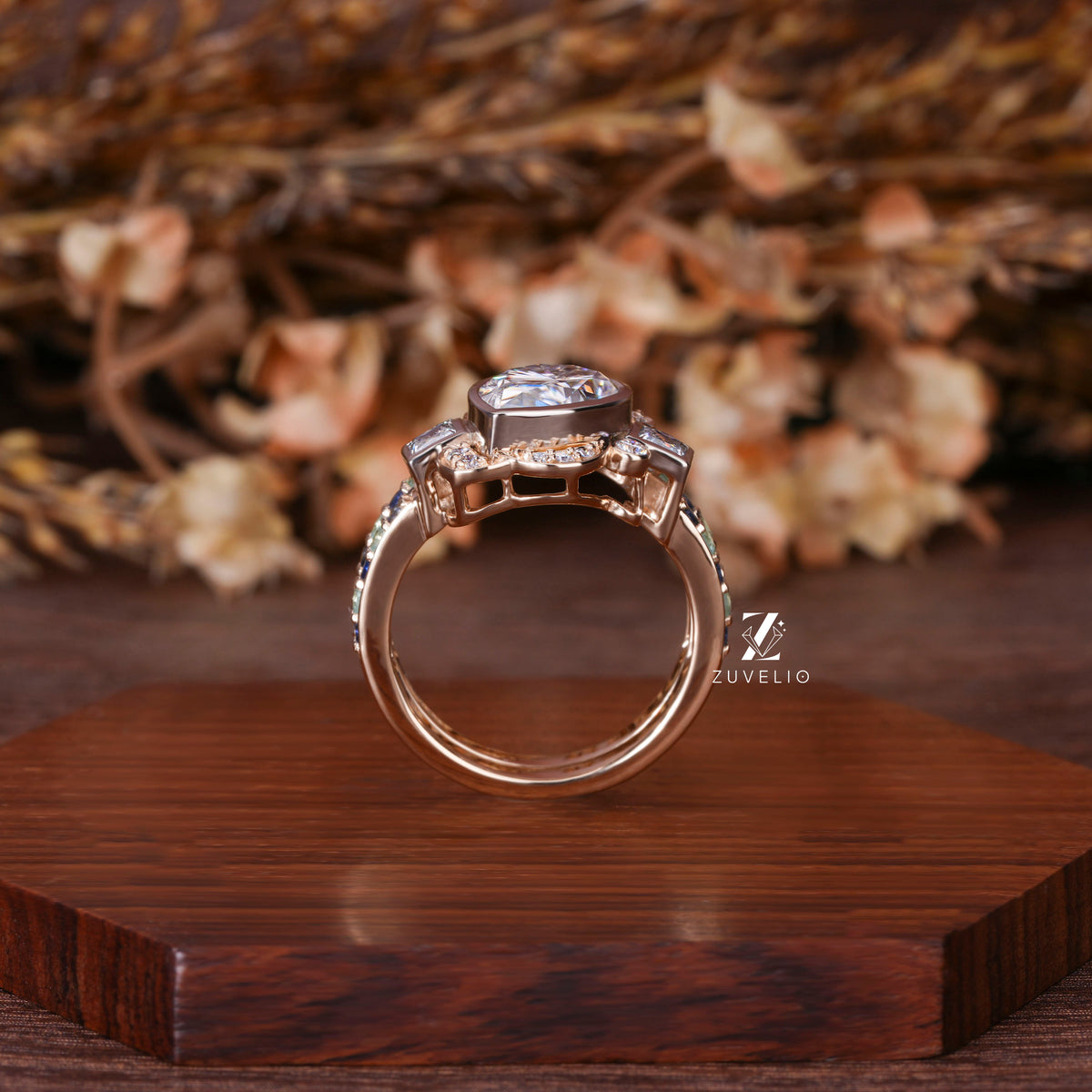 Pear Moissanite Cluster Rin