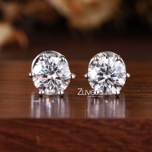 White Gold Moissanite Studs