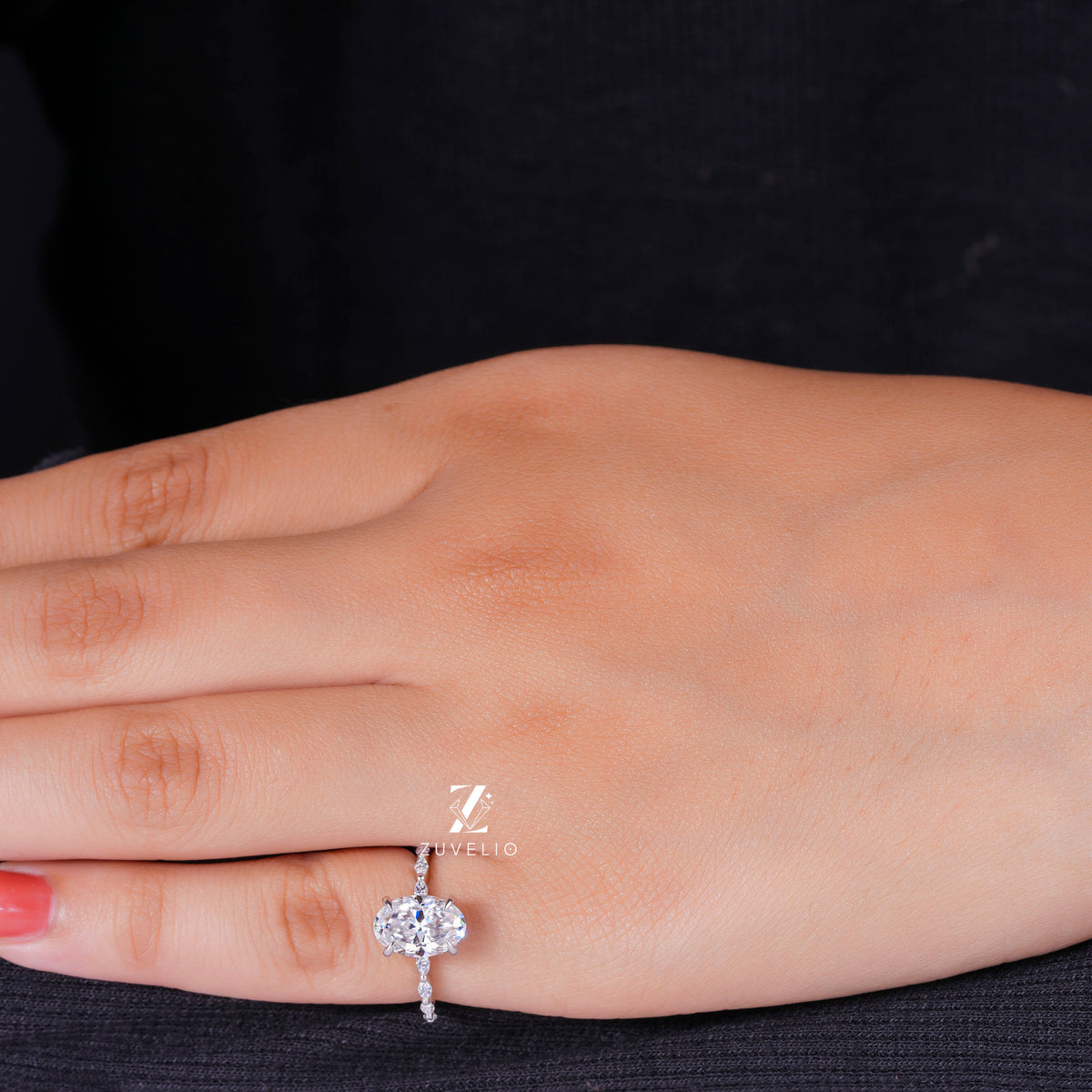 Oval Moissanite Bubble Ring