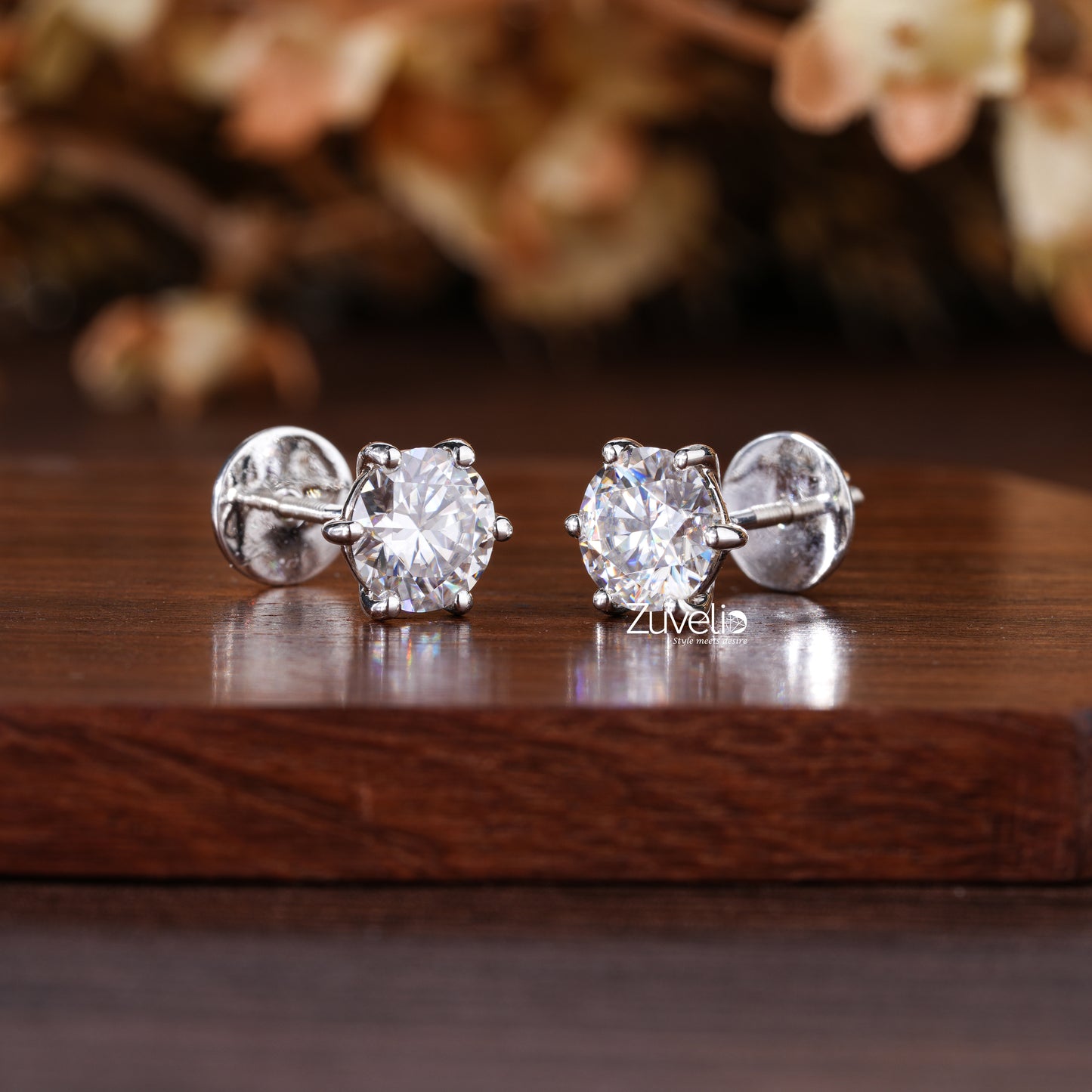 White Gold Moissanite Studs