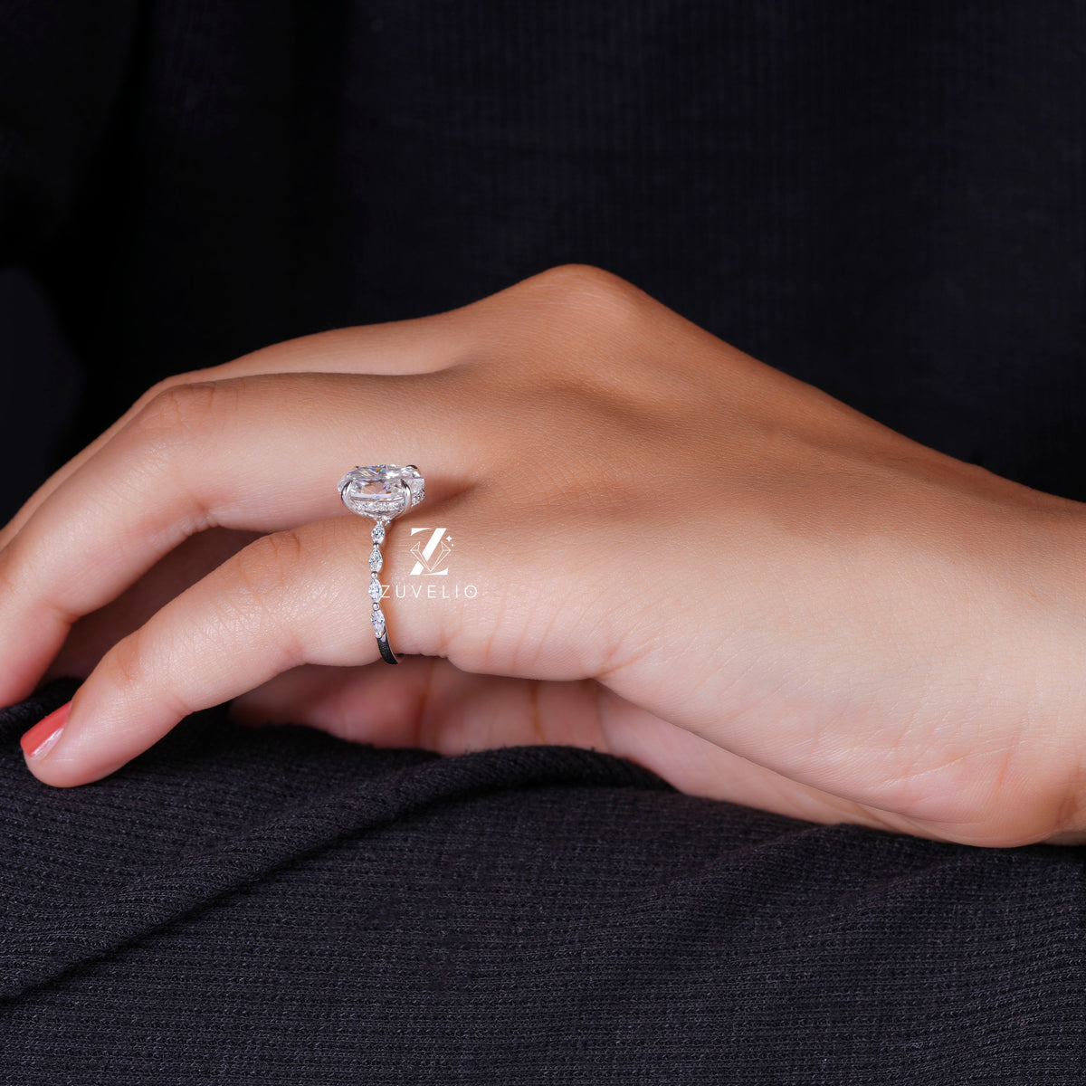 Oval Moissanite Bubble Ring