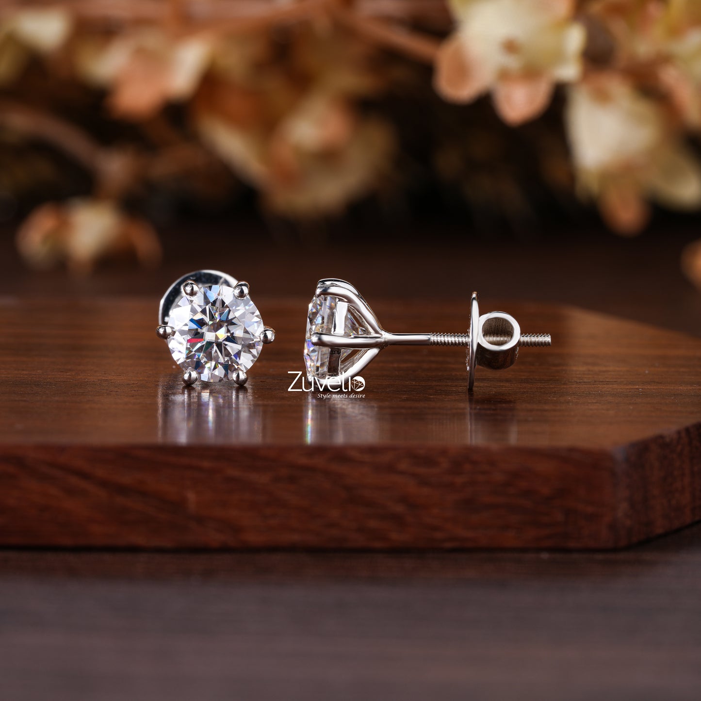 White Gold Moissanite Studs