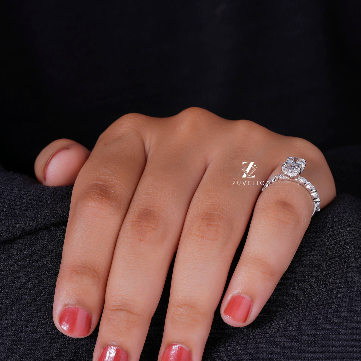 Oval Moissanite Bubble Ring