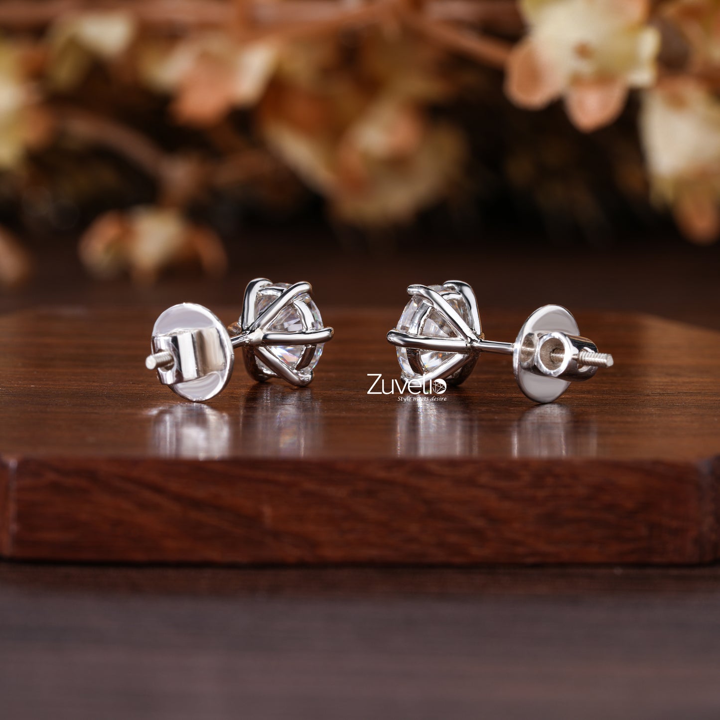 White Gold Moissanite Studs