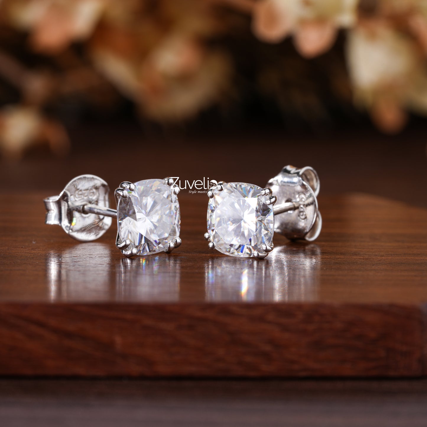 Cushion Moissanite Stud Earrings