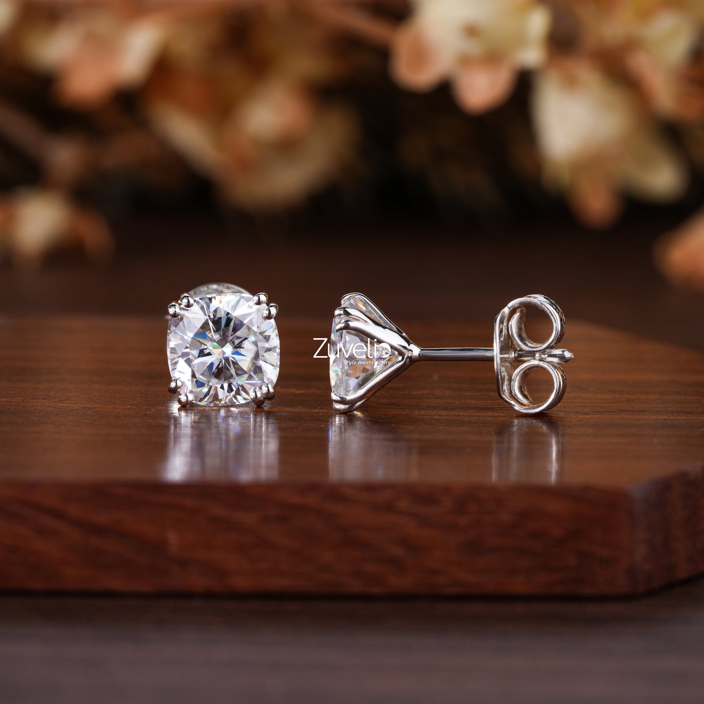 Cushion Moissanite Stud Earrings