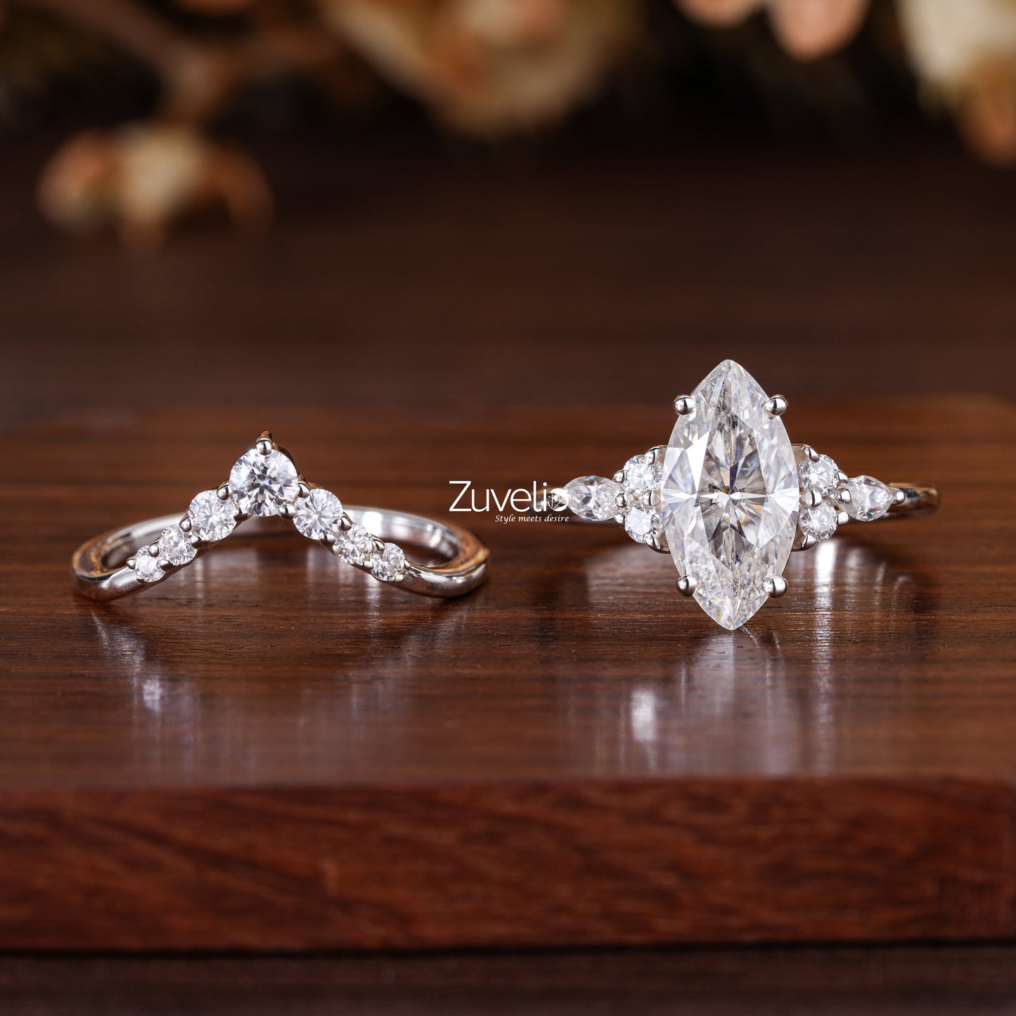 Marquise Moissanite Bridal Set