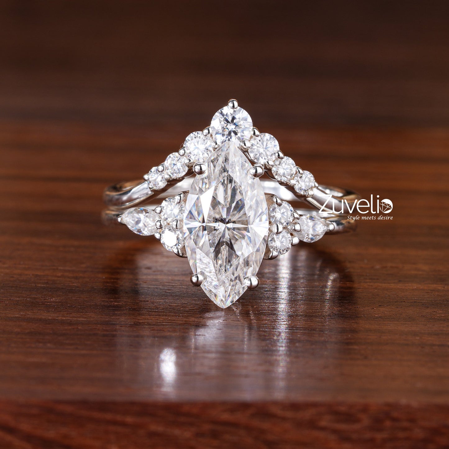 Marquise Moissanite Bridal Set