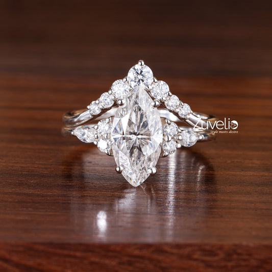 Marquise Moissanite Bridal Set