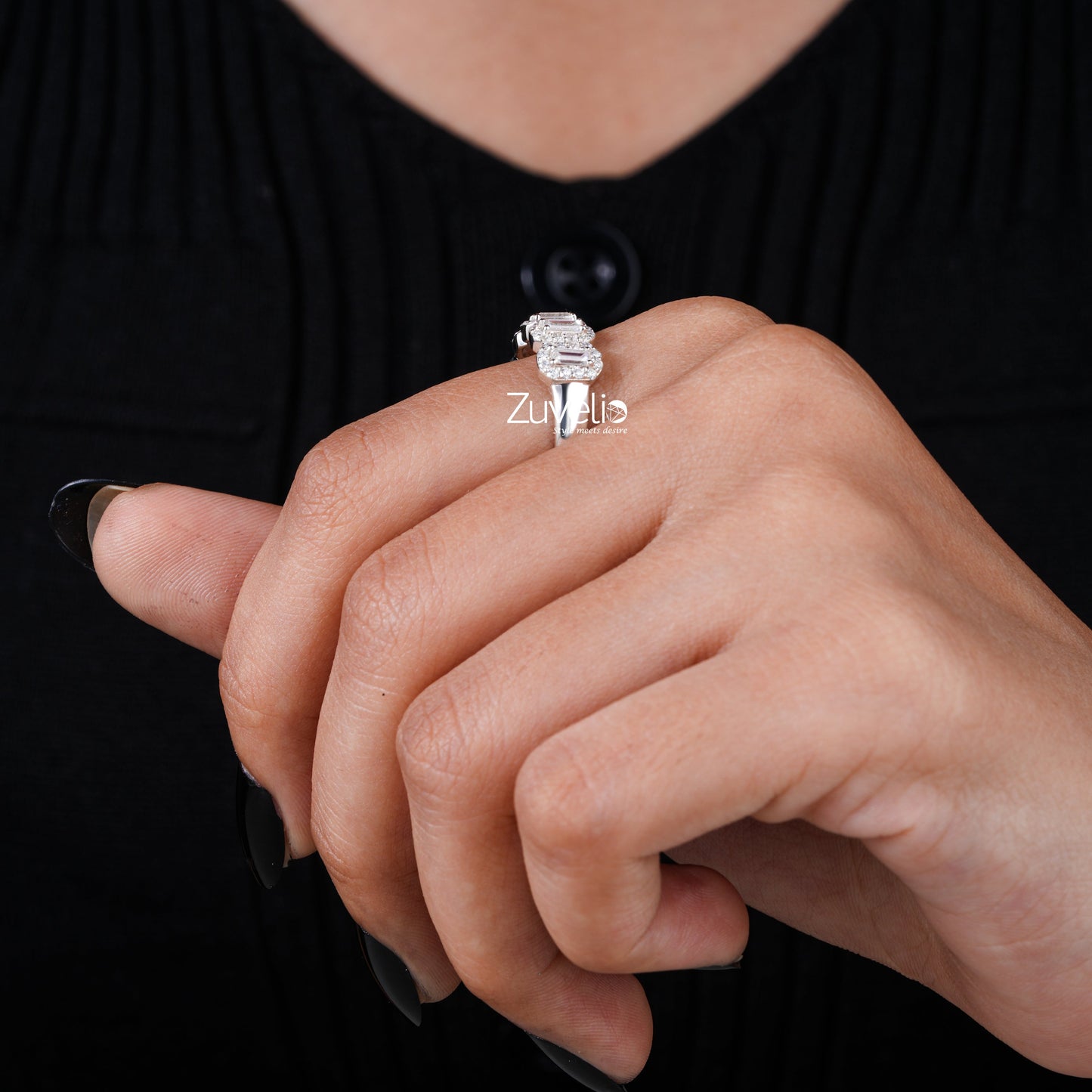Baguette Halo Style Ring - Zuvelio.com