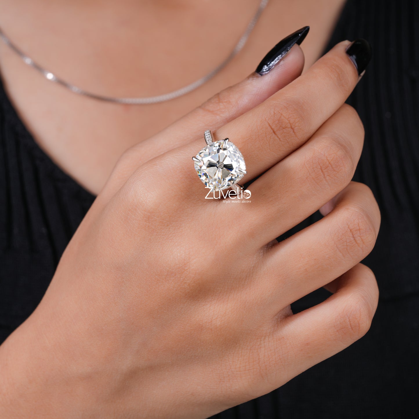 Ice Crushed Cushion Ring