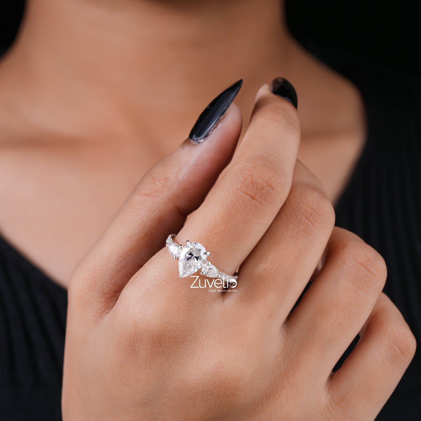 Pear Shaped Moissanite Ring - Zuvelio.com