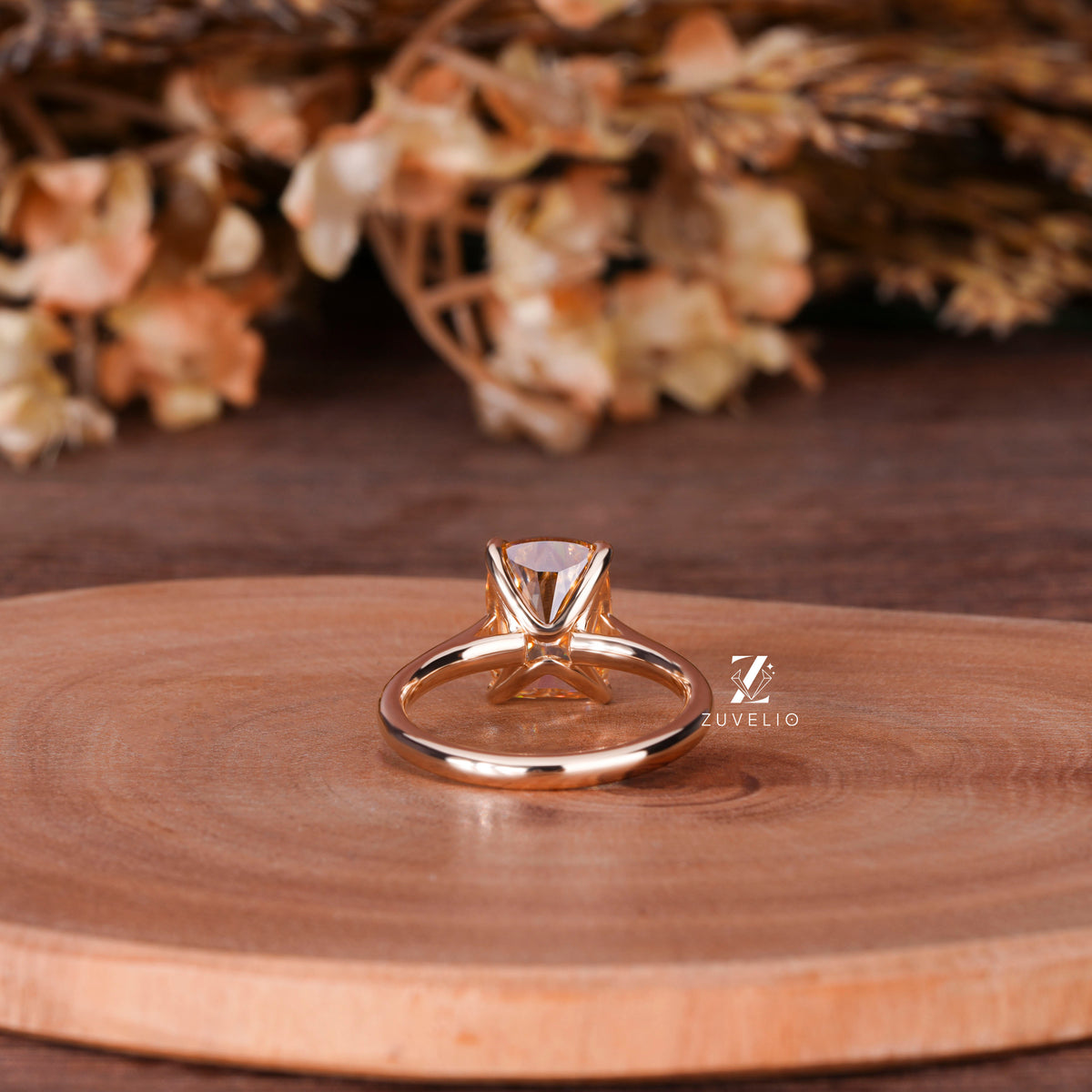 Champagne Cushion Moissanite Ring
