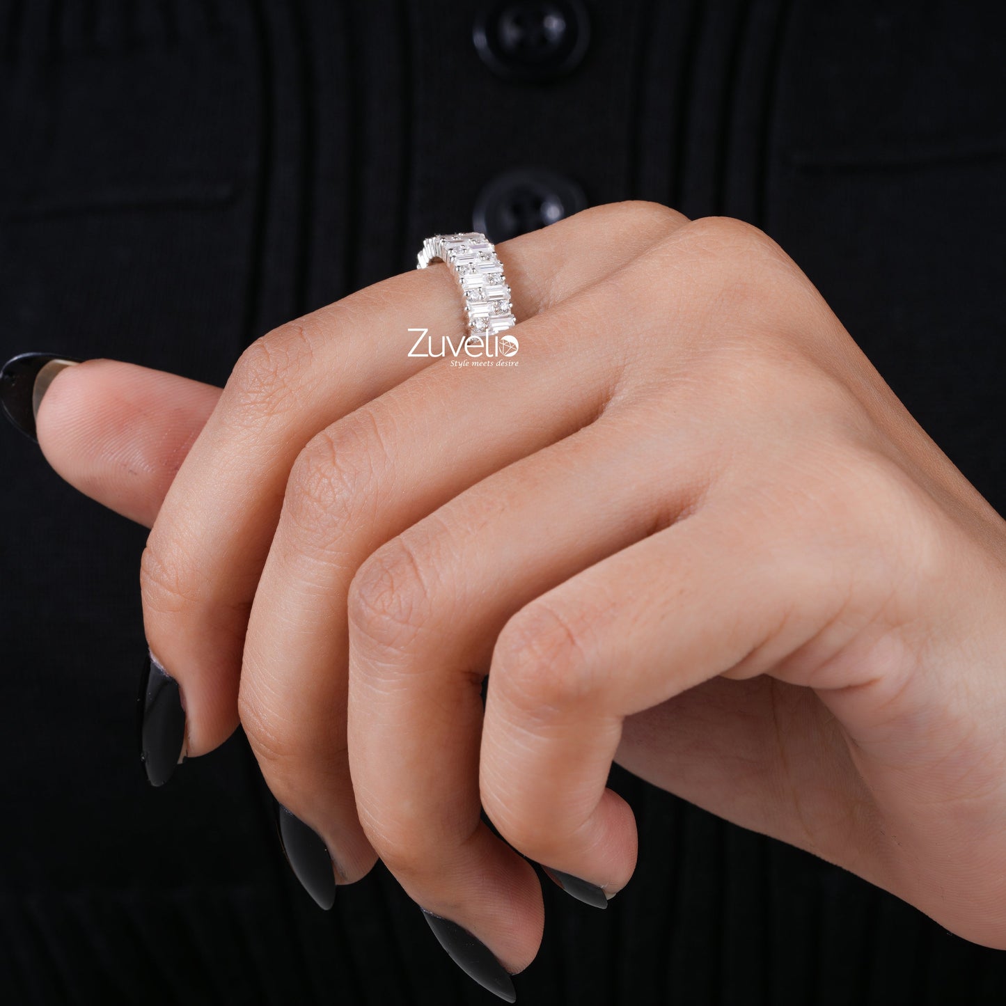 Baguette Round Moissanite Ring - Zuvelio.com