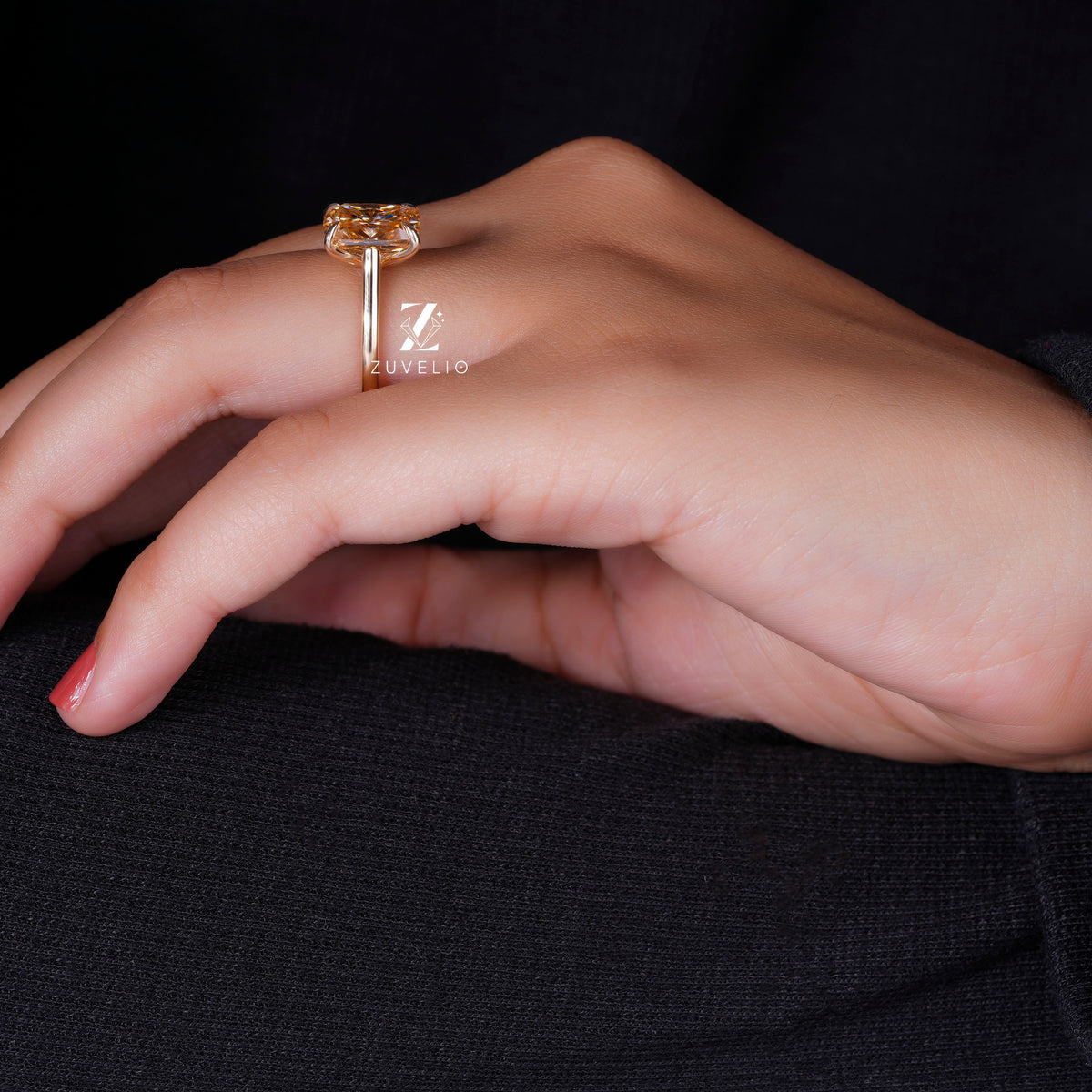 Champagne Cushion Moissanite Ring