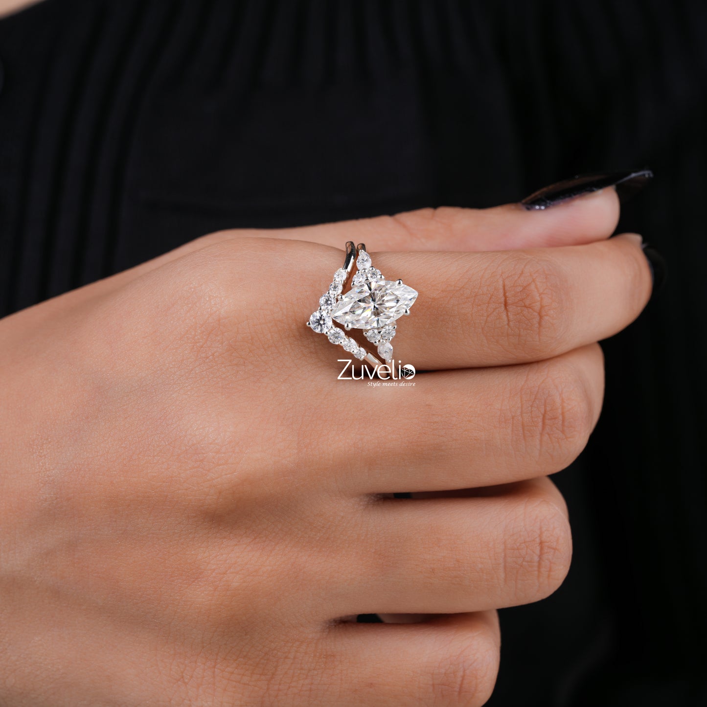 Marquise Moissanite Bridal Set