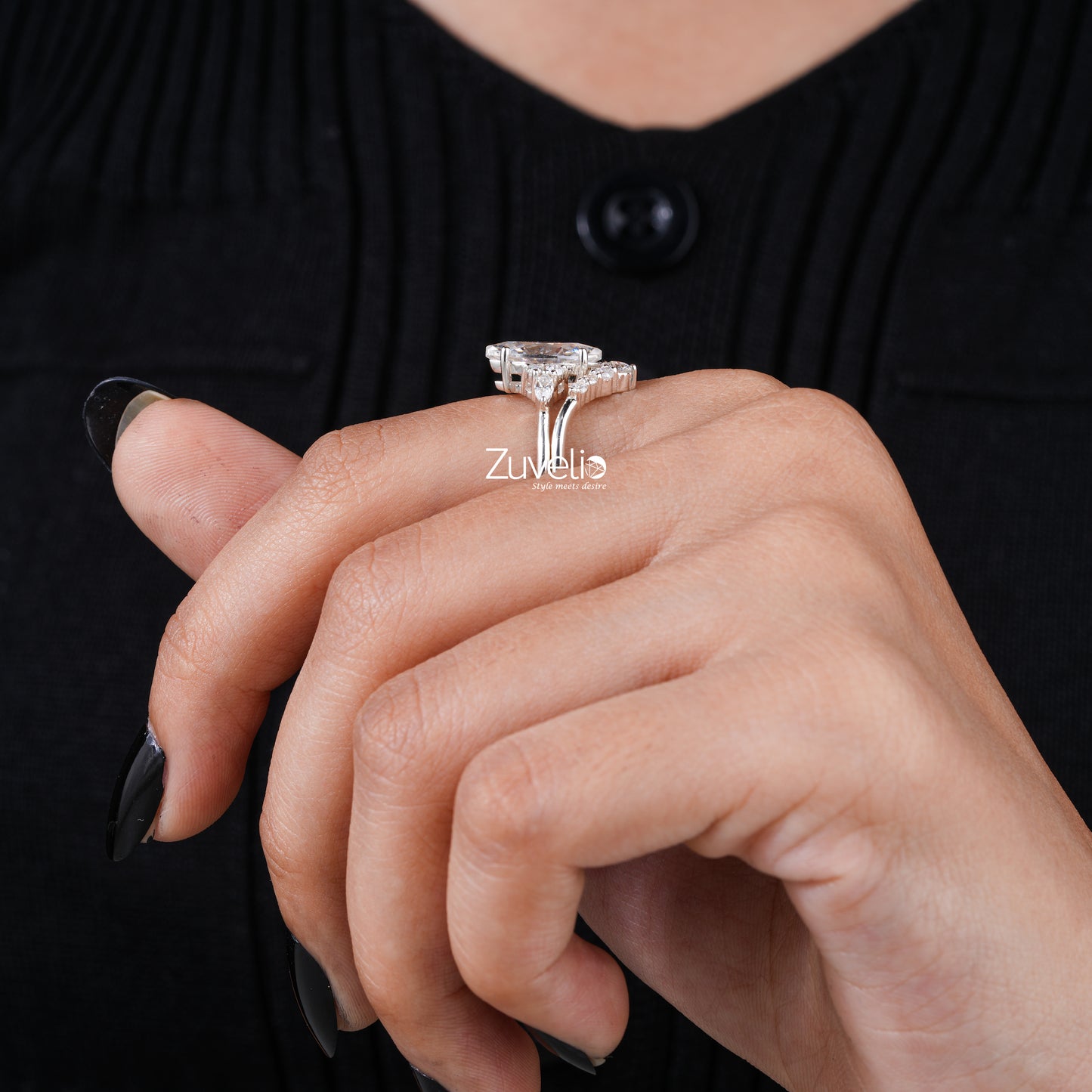 Marquise Moissanite Bridal Set