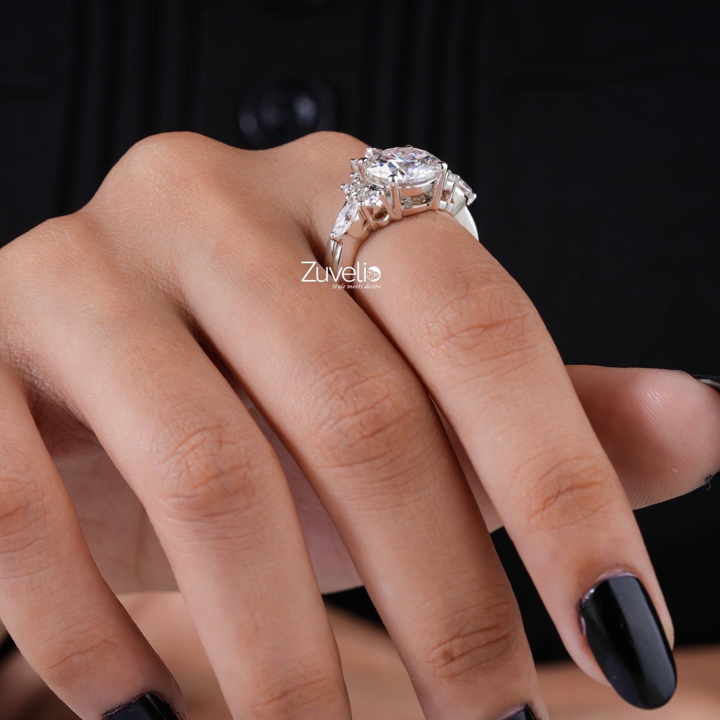 Round Marquise Wedding Set