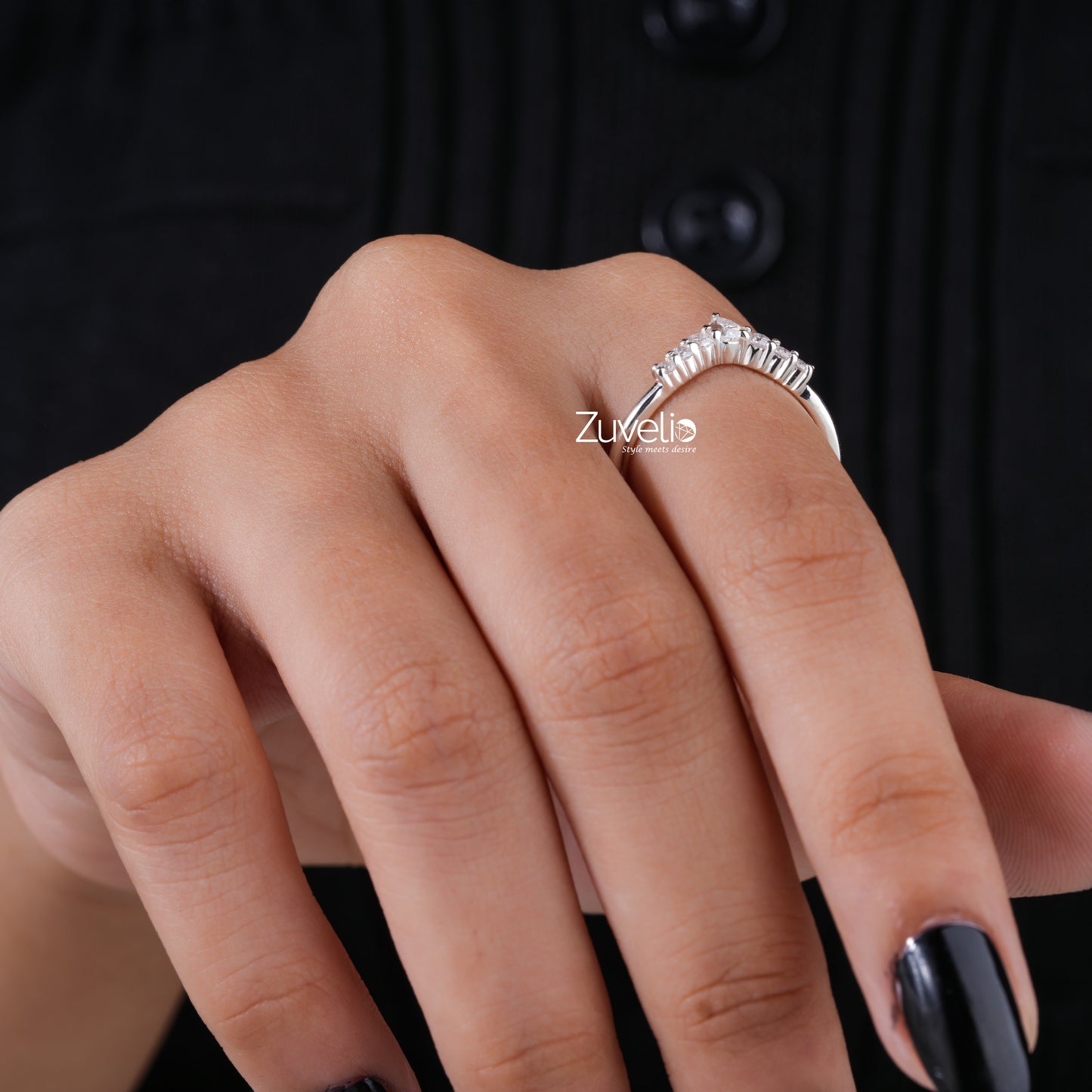 Moissanite V Shape Band