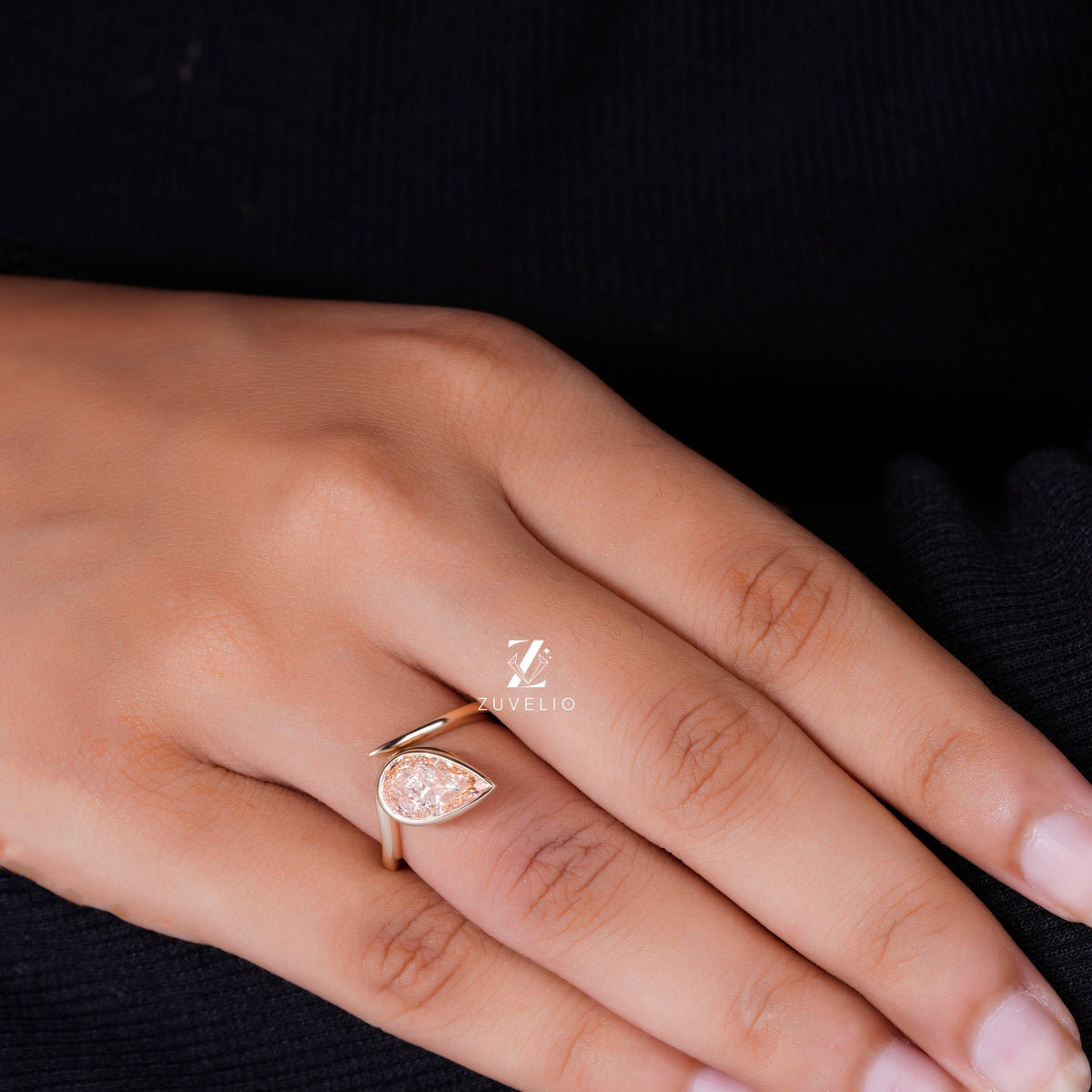 Pink Pear Diamond Ring