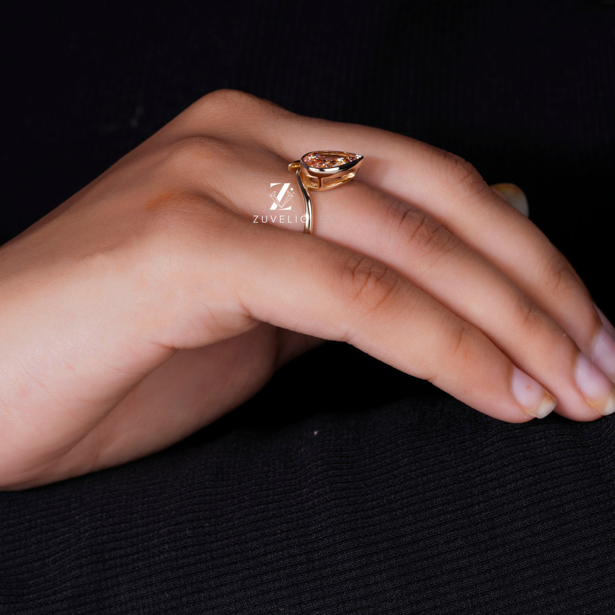 Pink Pear Diamond Ring