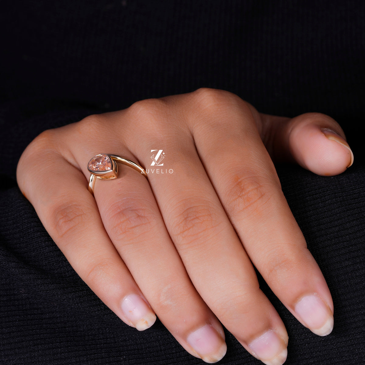 Pink Pear Diamond Ring