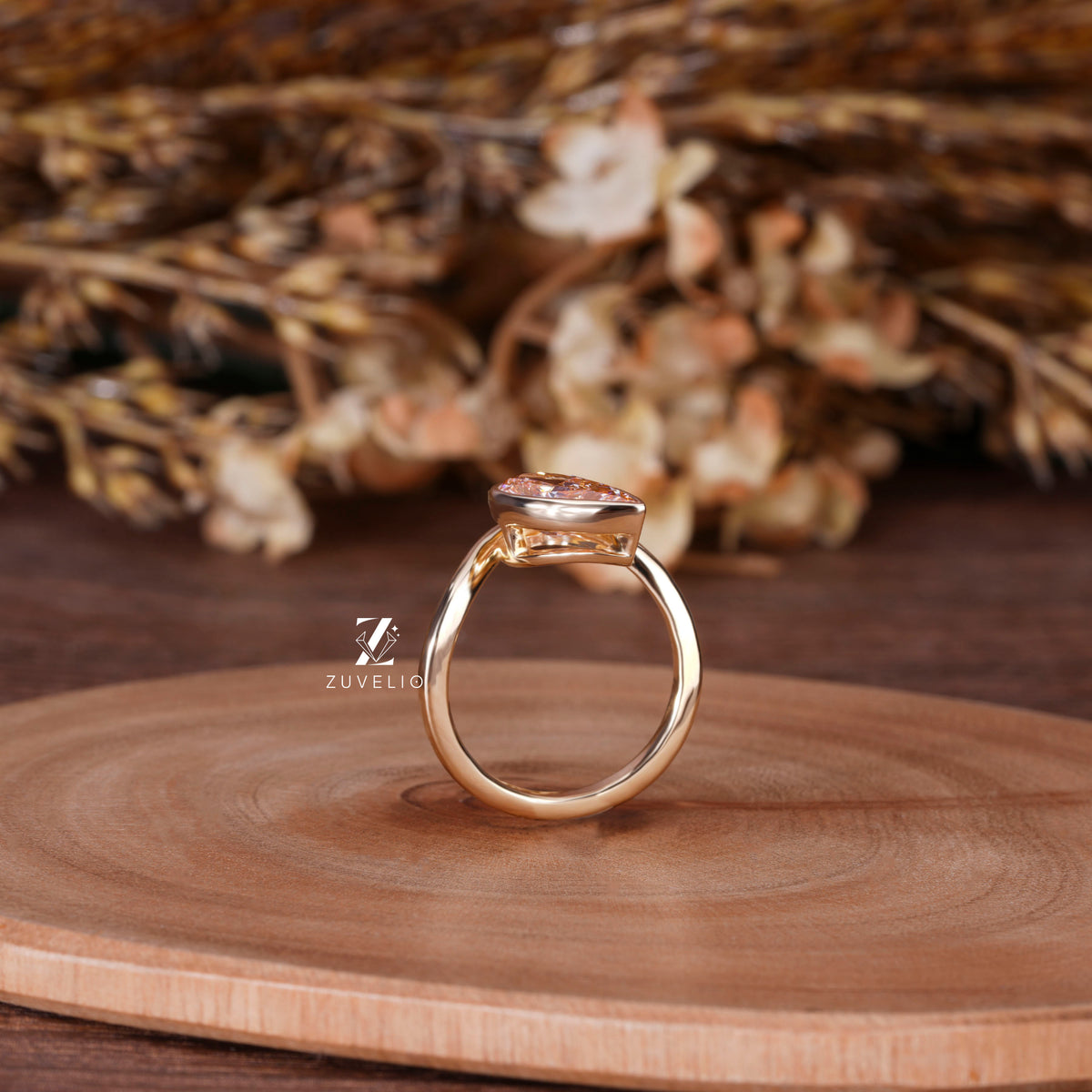Pink Pear Diamond Ring