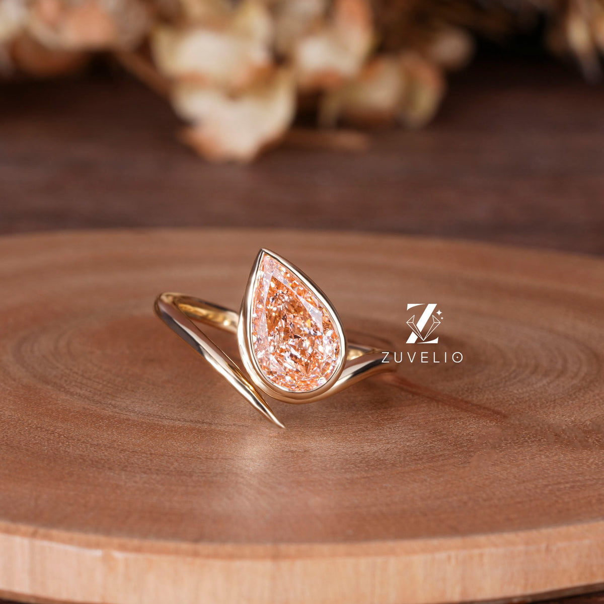Pink Pear Diamond Ring
