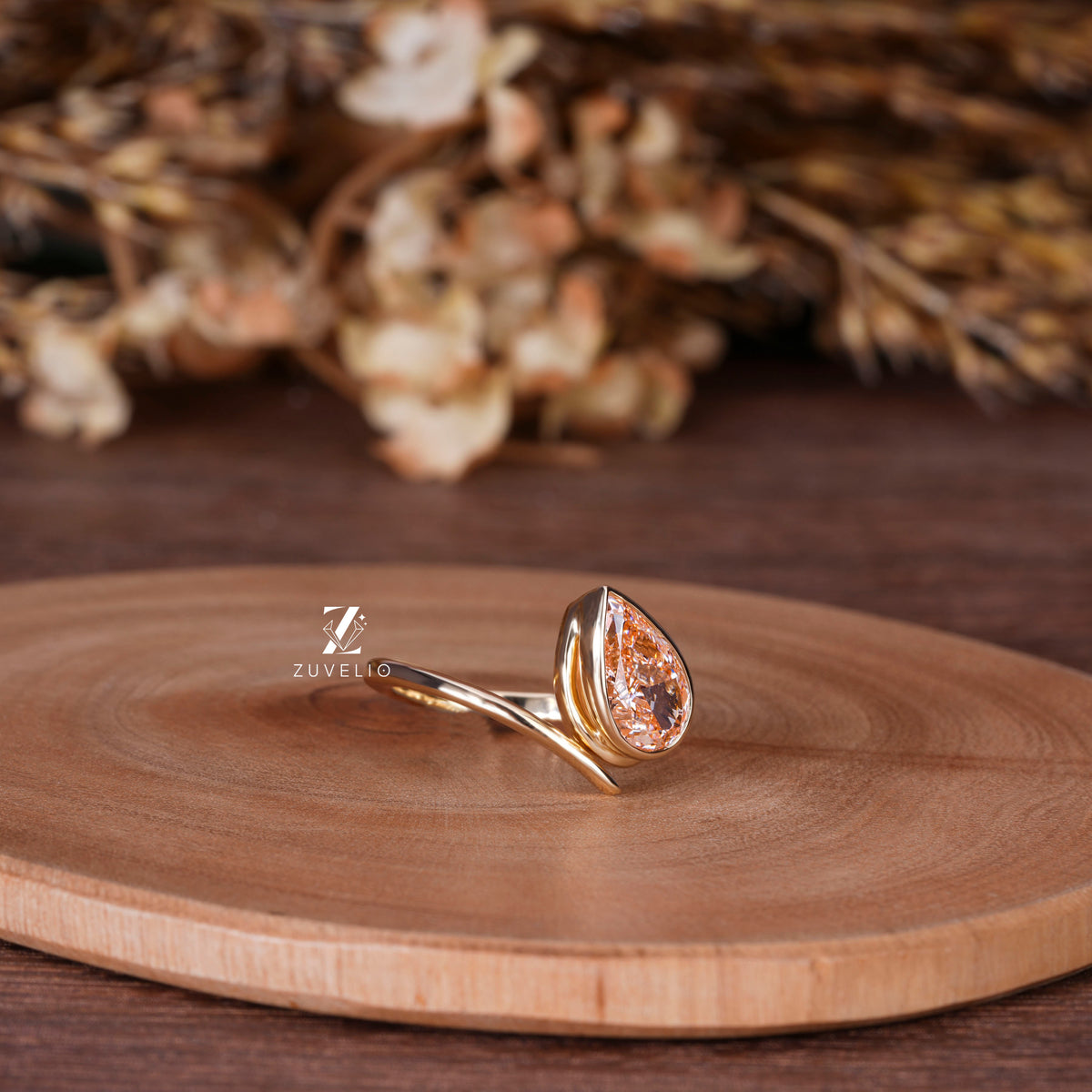 Pink Pear Diamond Ring