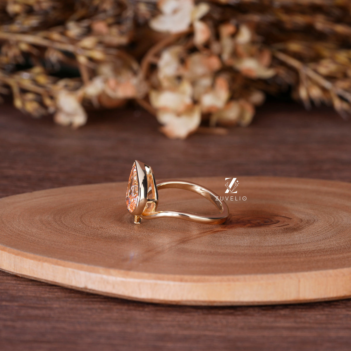 Pink Pear Diamond Ring