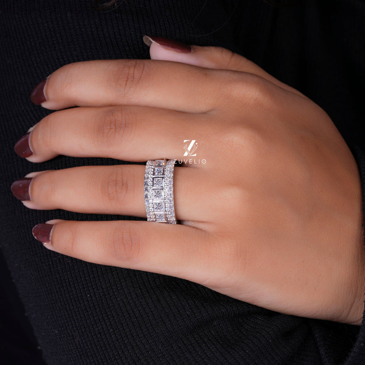 Princess Moissanite Eternity Band