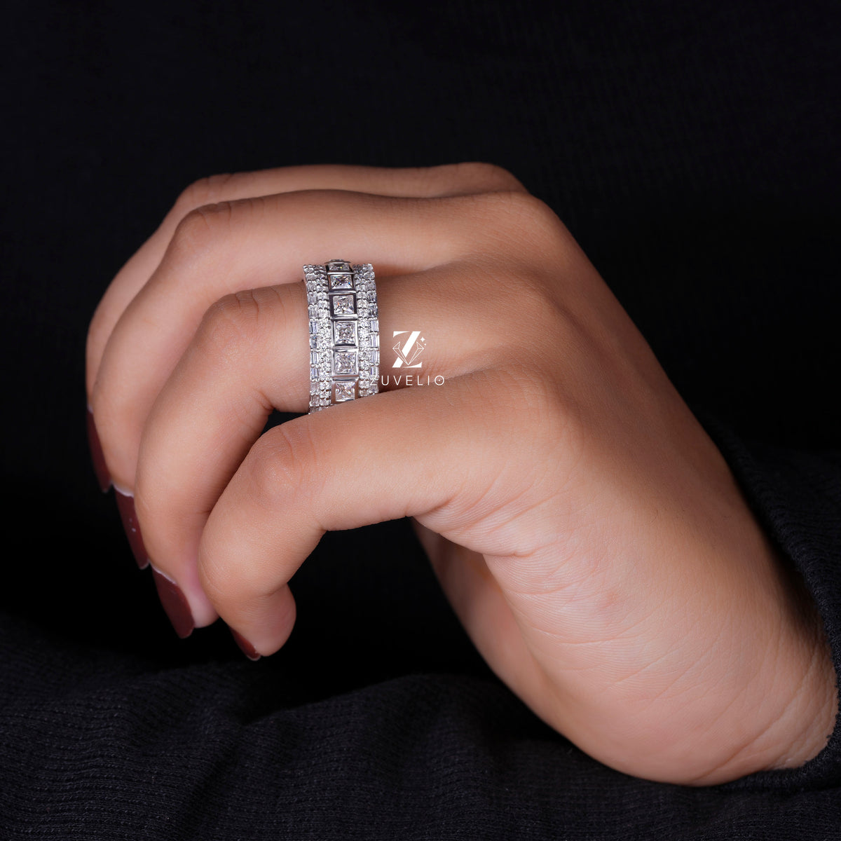 Princess Moissanite Eternity Band