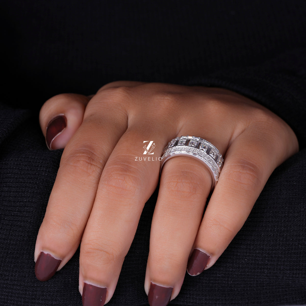 Princess Moissanite Eternity Band