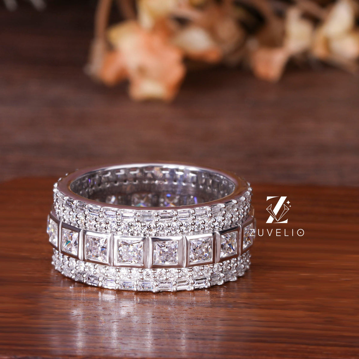 Princess Moissanite Eternity Band