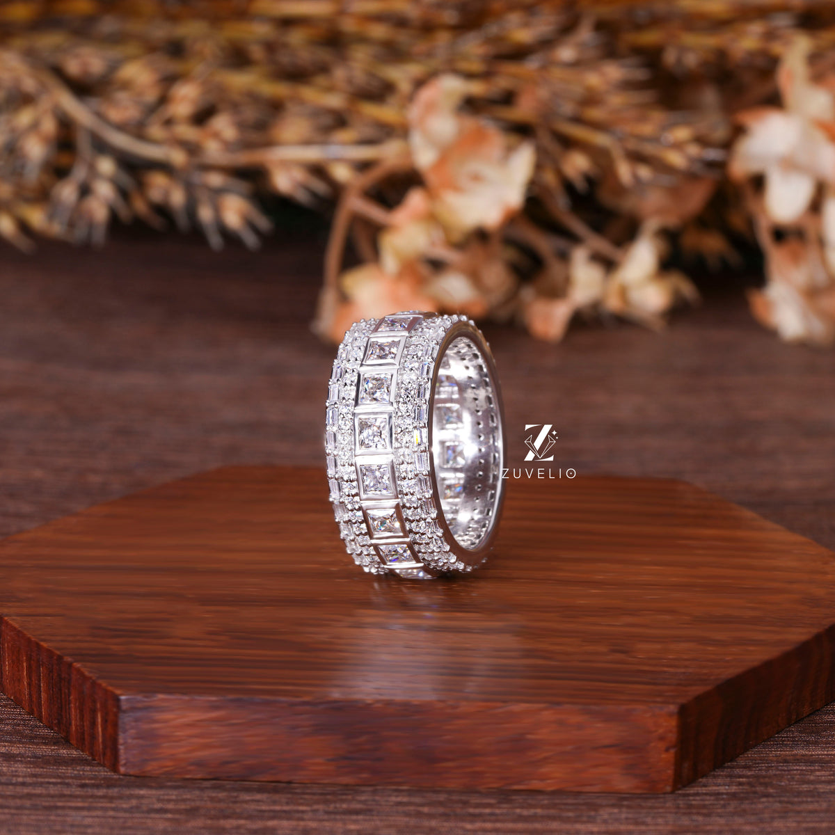 Princess Moissanite Eternity Band