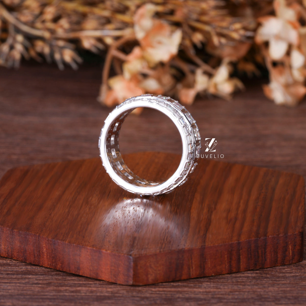 Princess Moissanite Eternity Band