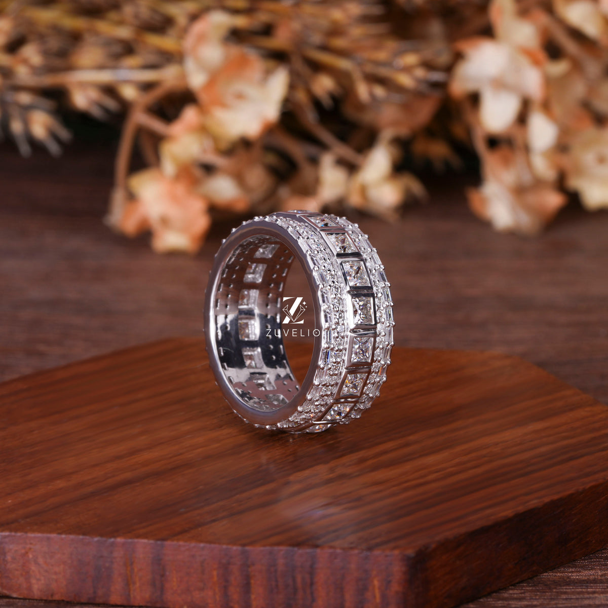 Princess Moissanite Eternity Band