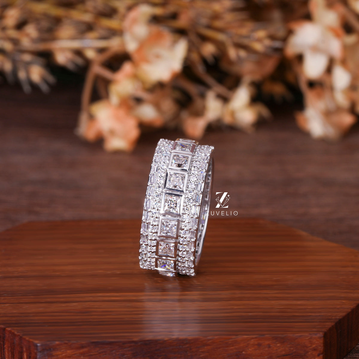 Princess Moissanite Eternity Band