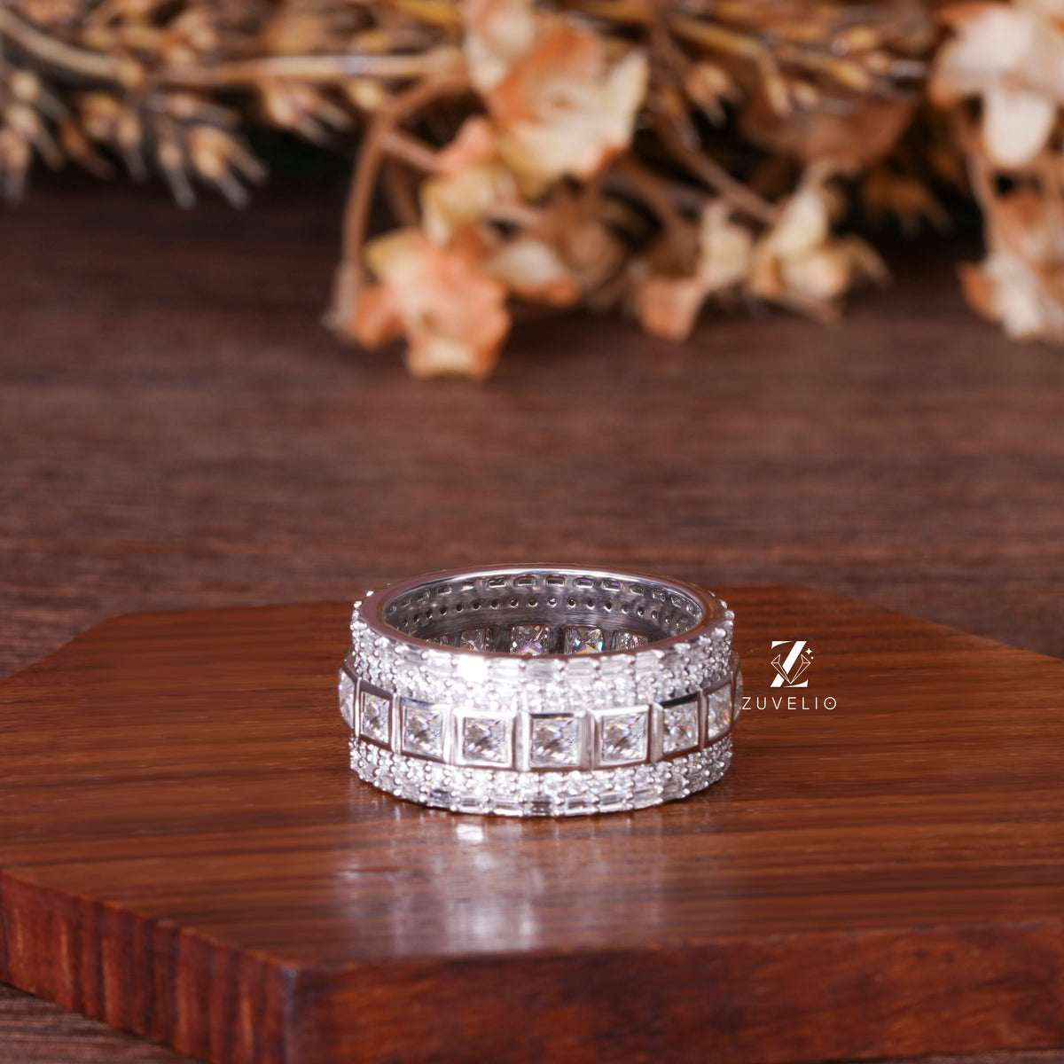 Princess Moissanite Eternity Band