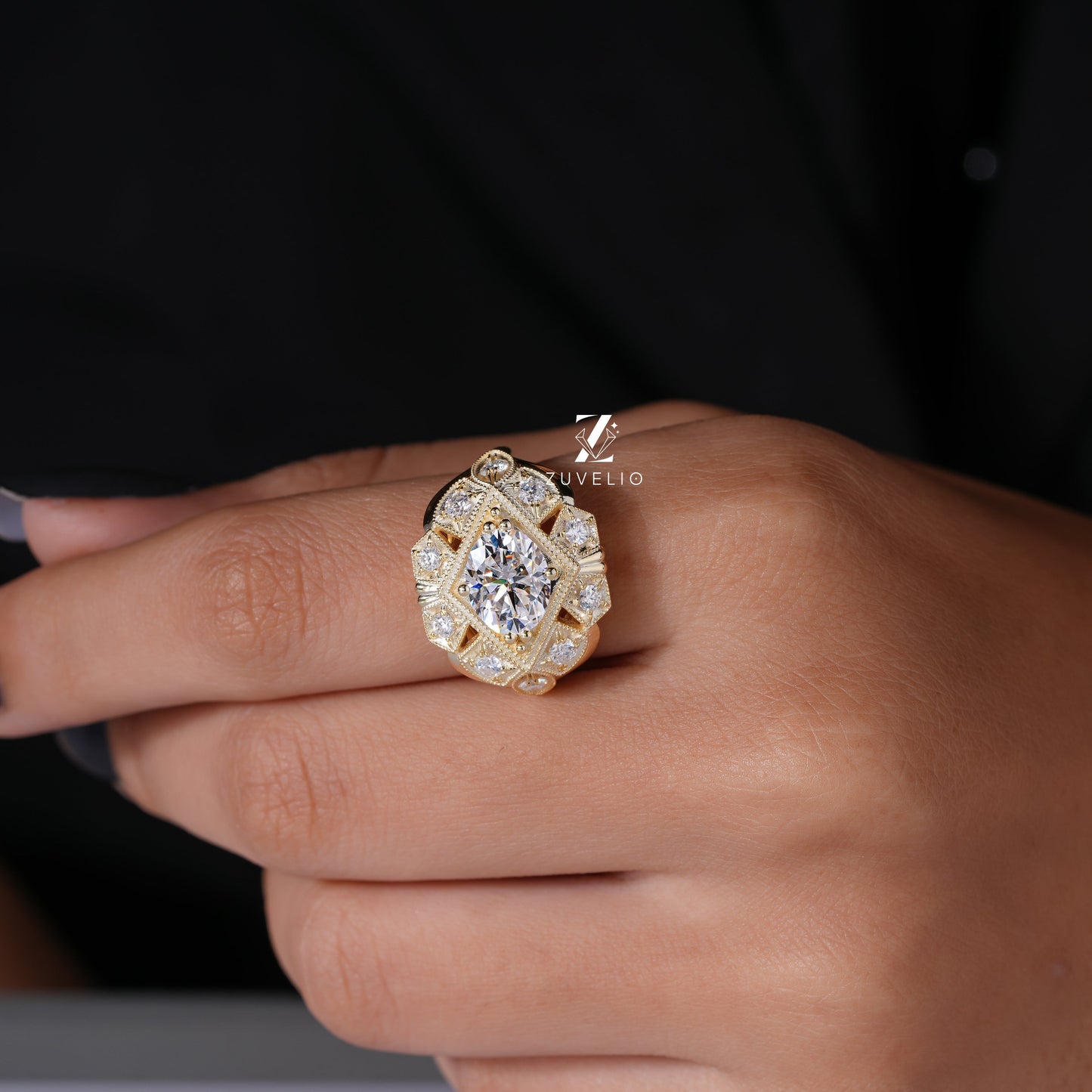 Art Deco Dome Moissanite Ring - Zuvelio.com