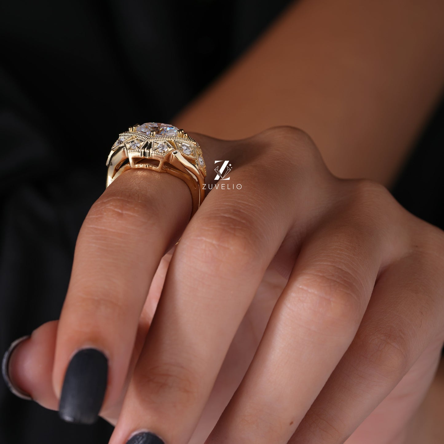 Art Deco Dome Moissanite Ring - Zuvelio.com