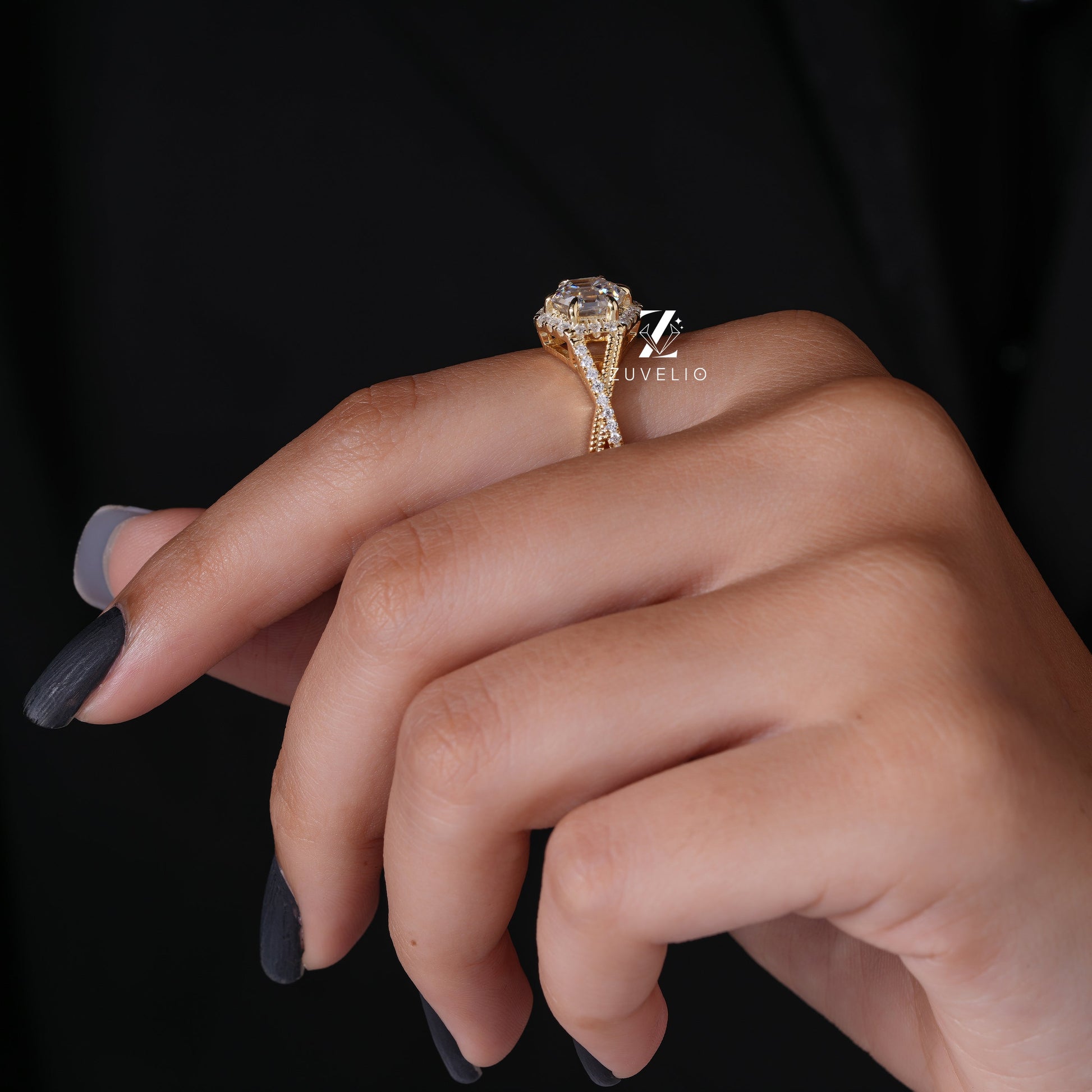 Hezagon Cut Yellow Gold Ring - Zuvelio.com