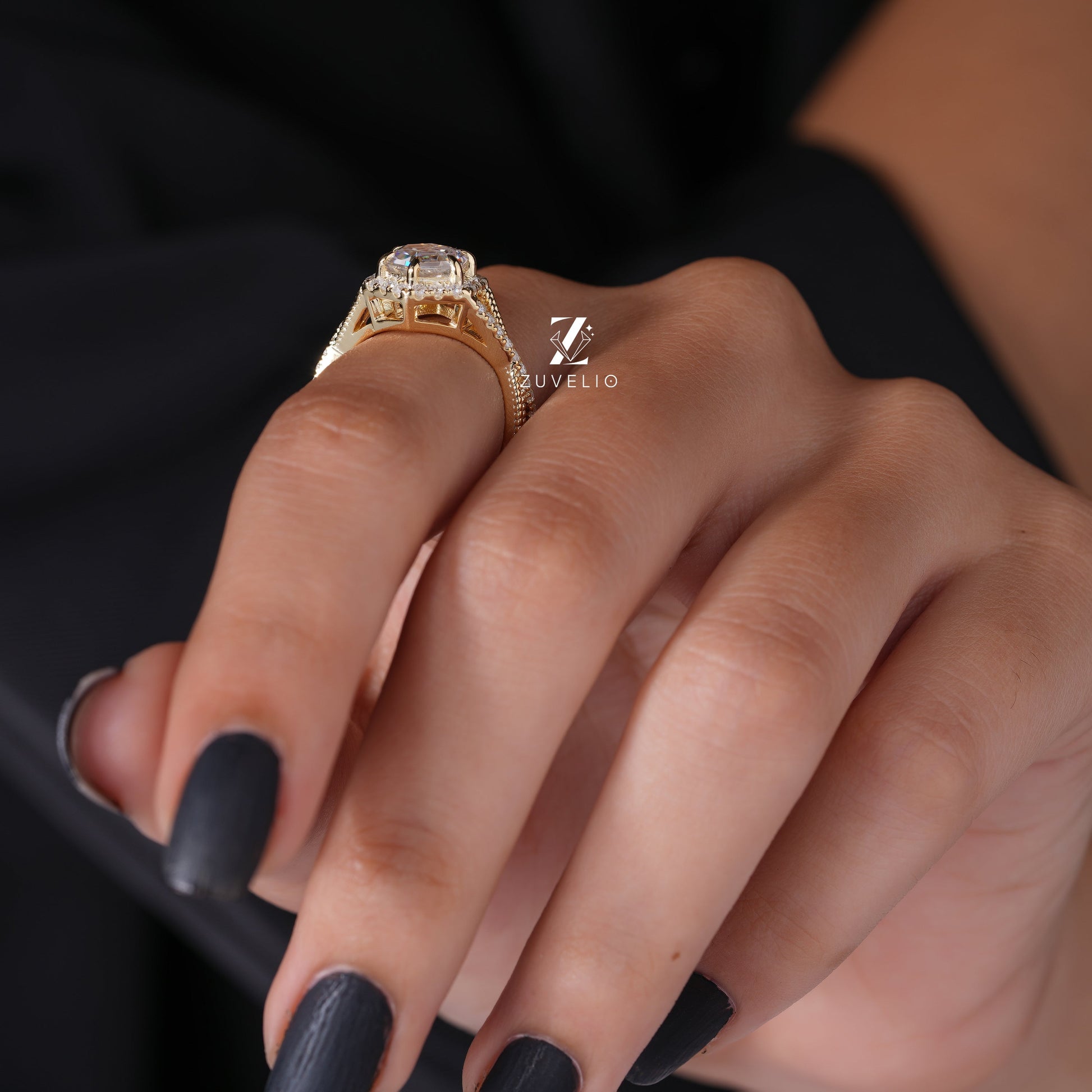 Hezagon Cut Yellow Gold Ring - Zuvelio.com