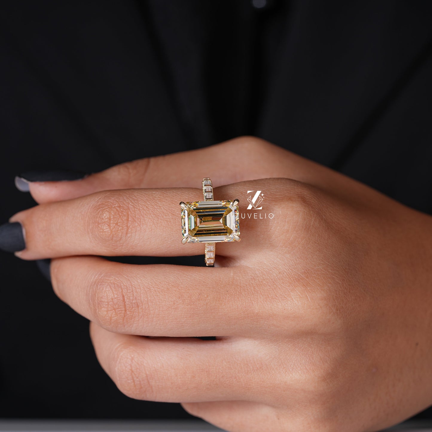Champagne Emerald Cut Ring - Zuvelio.com