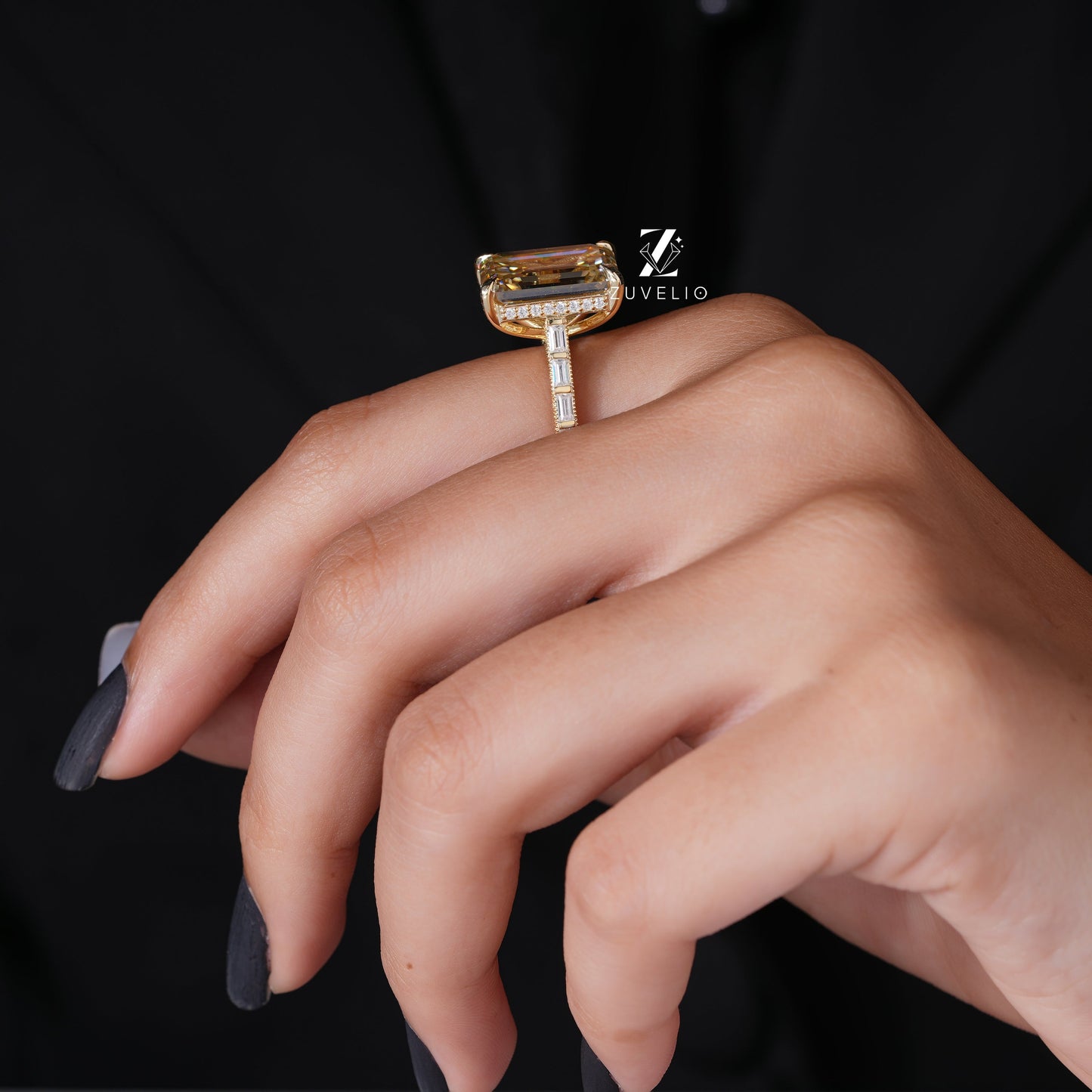Champagne Emerald Cut Ring - Zuvelio.com