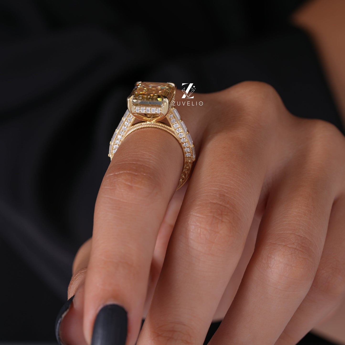 Champagne Emerald Cut Ring - Zuvelio.com